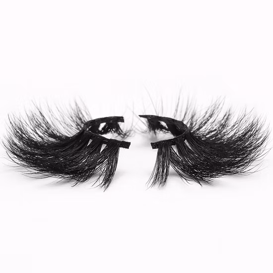 Cílios de vison real fofinhos em tiras de marca própria por atacado 25 mm Cílios de vison